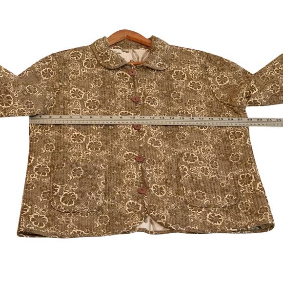 CASUAL STUDIO Womens Reversible Jacket Cream Mocha Mousse Button Front Size L - Picture 6 of 9